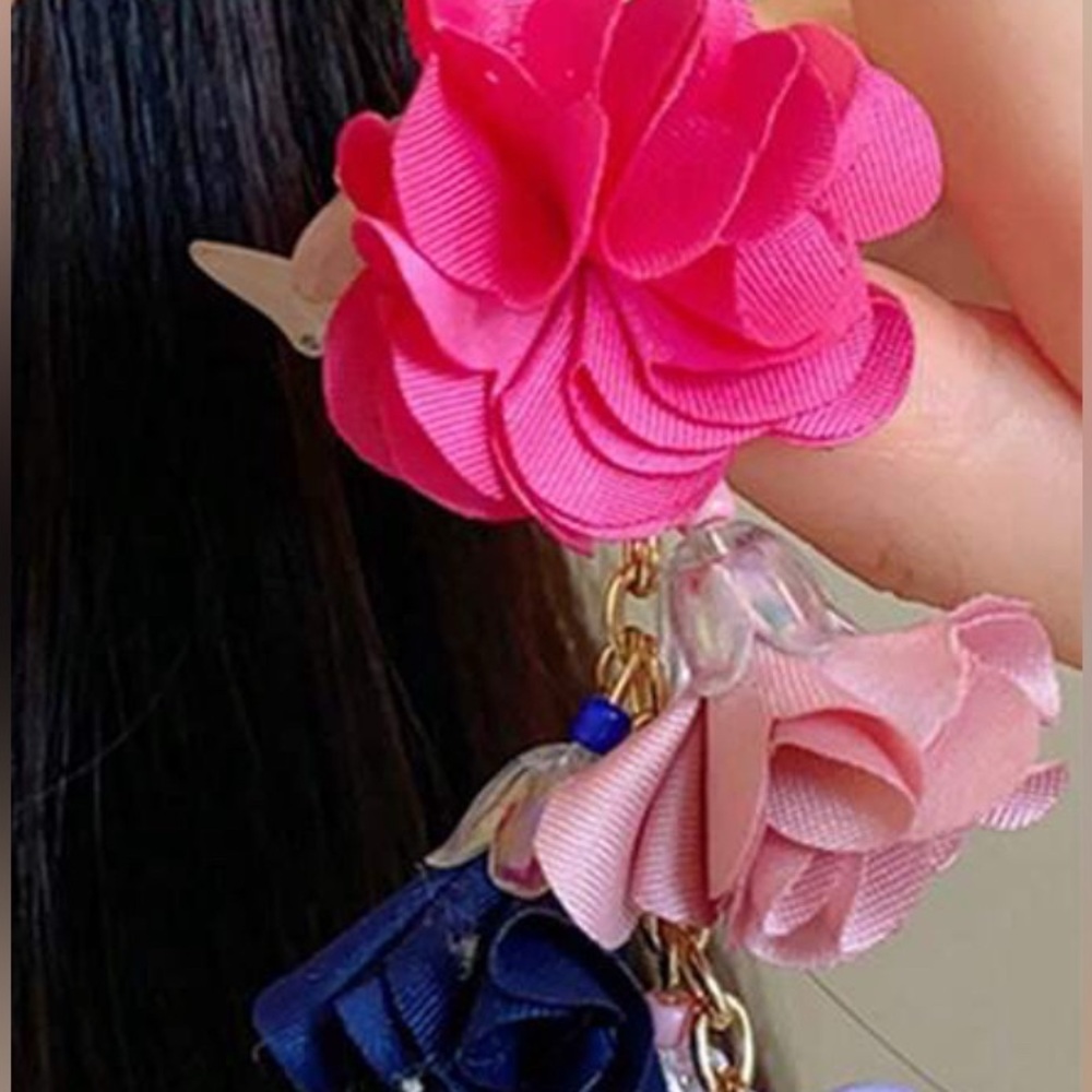 Bohemian Tassel Floral Multicolor Drop Earrings - Picture 3 of 3